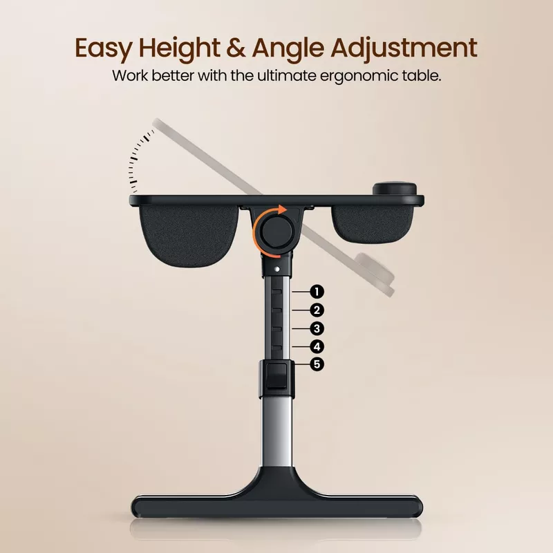 Portronics My Buddy Z – Foldable Brown Laptop Table | Portable, Adjustable & Perfect for Work Anywhere