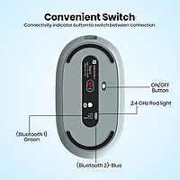 Portronics Toad II Grey – A versatile dual mode wireless mouse that connects via Bluetooth or USB receiver. Ergonomic design, smooth tracking, and long battery life make it perfect for work or play.