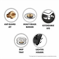 Preethi Blu Flame Gleam Glass Top 2-Burner Manual Gas Stove (Black) (ISI Certified)