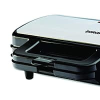 Borosil 1000W Neo Waffle Maker | Non Stick Coating, Square, Anti Skid Rubber Feet, Automatic Temperature Control | 2 Year Warranty, Silver