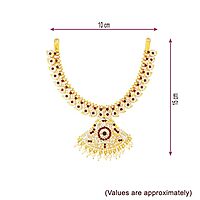 Red & White Stone Gold Plated Necklace/Attigai