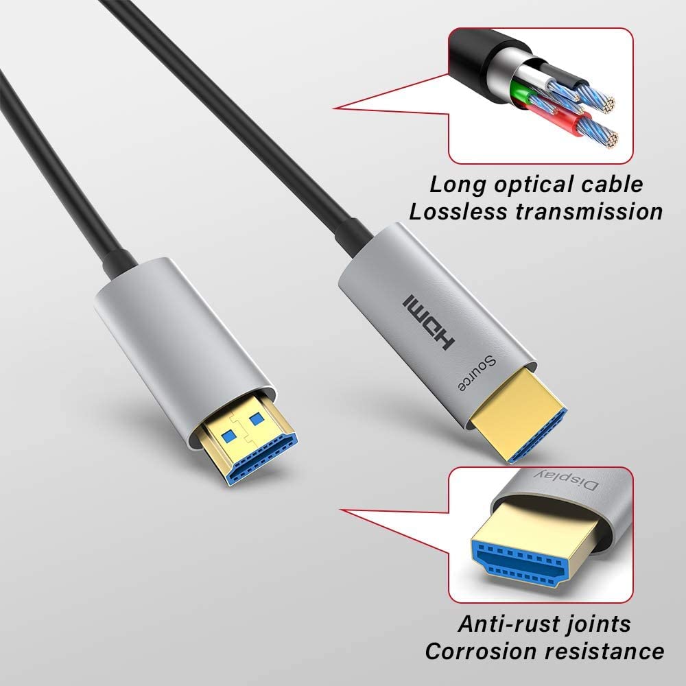 HAMMOK VERVE 15M HDMI 2.0 Fiber Optic CablHAMMOK VERVE 15M HDMI 2.0 Fiber Optic Cable – 4K High-Speed Video & Audio Transmissione – 4K