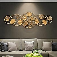 DAD Modern Gold Metal Ginkgo Leaf Wall Art Sculpture - 49x2x16.5 Inches
