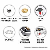 Preethi Shine Stainless Steel Gas Stove 4 Burners Manual Ignition ISI Certified