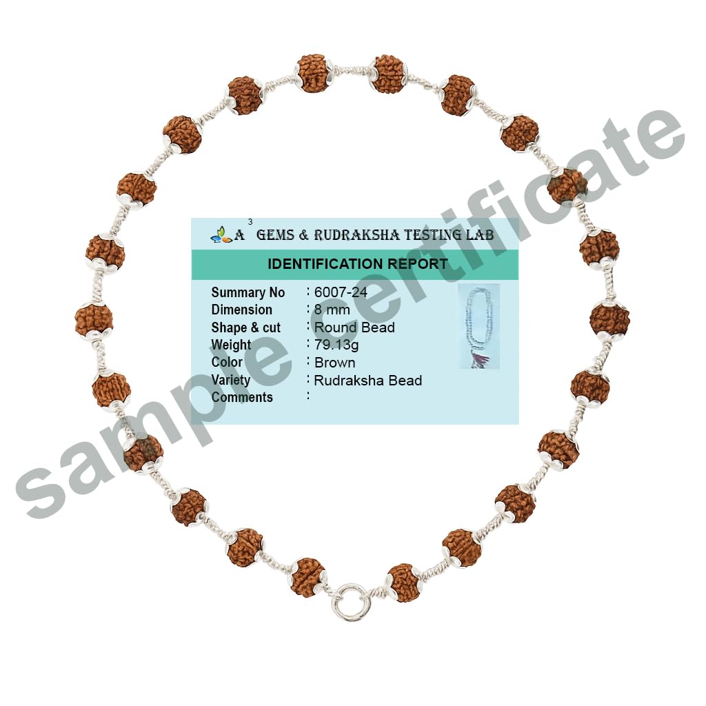 Original Rudraksha Mala in Silver with Om Pendant | Certified Original Rudraksha Mala in Silver with Om Pendant | Certified