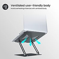 Portronics My Buddy K7 Laptop Stand – Metal Build | Foldable & Extendable | Grey | 1 Year Warranty
