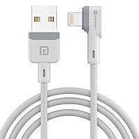 Portronics POR 1401 Konnect L USB-A to Lightning Cable – 3A | Nylon Braided | L-Shape | 1.2m White