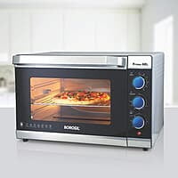 Borosil Prima 48 L Oven Toaster & Grill, Motorised Rotisserie & Convection Heating, 6 Heating Modes, Silver