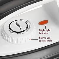 Borosil Glider 1000W Dry Iron with American Heritage Non-Stick Soleplate Coating, Thermostate for Better Heat Conductivity, Dry Ironing for Silk, Nylon, Rayon, Wool, Cotton & More, 2 Years Warranty