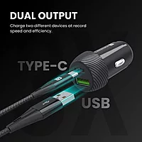 Portronics 20W Car Charger offers Type-C PD and USB ports for rapid charging. Compact, durable, and universally compatible for convenience.