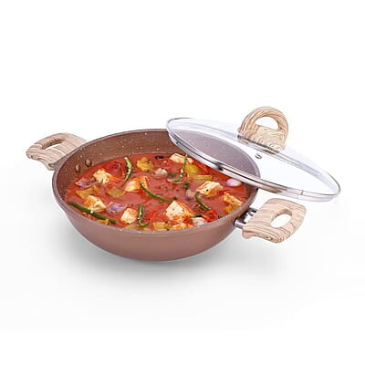 Wonderchef Duralife Die-cast 24 cm Kadhai with lid 5 Layer Healthy Duramax Non-Stick Coating  2.5 litres