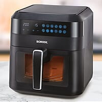 Borosil Digital Air Fryer 4.7 L Capacity with Digital Display | 10 Menu Mode For Home Kitchen | 8 in 1 Function | Air Fryer for Bake, Grill, Roast, Reheat etc. | 90% Less Oil | 1300 Watt