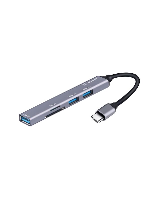 HAMMOK Bruce Multifunction 5 Ports USB Hub Type C to USB3.0 + USB 2.0 * 2+ TF + SD 4K 60HZ 5Gbps Expansion Extender Adapter Plug and Play for Desktop Mouse Keyboard Game pad Console Flash Drive