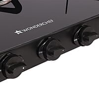 Wonderchef Glory 3 Burner Glass Cooktop, Black 8mm Toughened Glass  Ergonomic Knobs, Stainless Steel Drip Tray, Manual Ignition Gas Stove