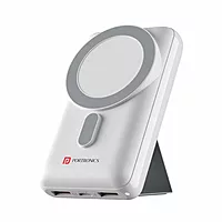 Portronics Wirecell – 10000mAh, 15W Mag Wireless Power Bank - White. Sleek design, fast charging, portable, and compatible with various devices. Perfect for on-the-go charging needs.