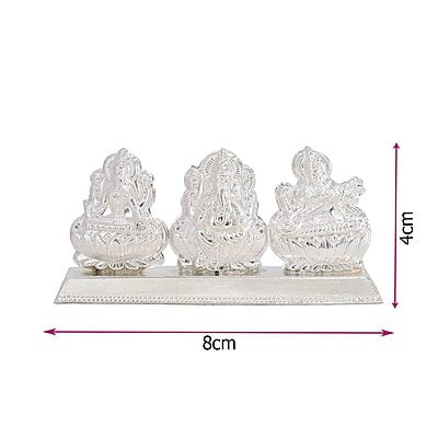 Silver Lord Saraswathi,Ganesh,Lakshmi Idol