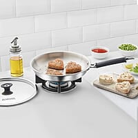 Borosil Cookfresh Tri-ply Stainless Fry Pan with Lid, Induction Friendly, 1.9 L, 24 cm Dia
