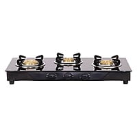 Wonderchef Glory 3 Burner Glass Cooktop, Black 8mm Toughened Glass  Ergonomic Knobs, Stainless Steel Drip Tray, Manual Ignition Gas Stove