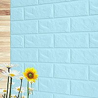3D Light Blue Brick Wall Stickers Panel Self Adhesive