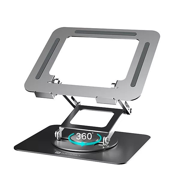 Portronics My Buddy K11 Pro Laptop Stand – Metal Build | Extendable & Rotatable | Silver