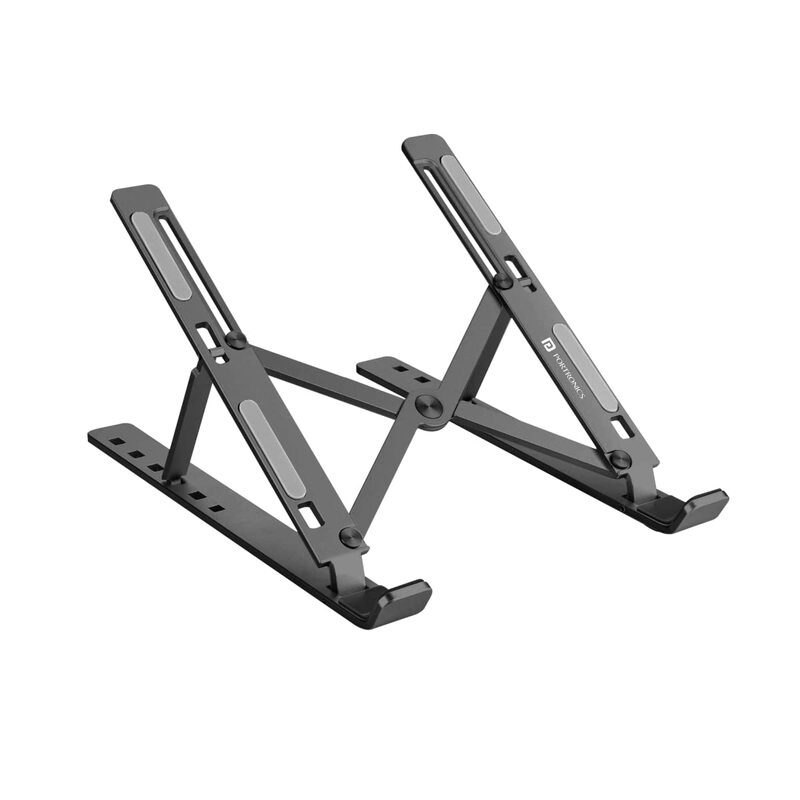 Portronics My Buddy K2 Laptop Stand – Metal Build | Portable Design | Grey | 1 Year Warranty