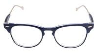 Unisex Square Spectacle Frame. Blue Color Rim. Blue & Gold Color Temple. Transparent ARC Lens.