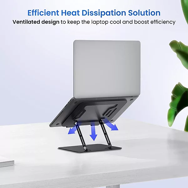Portronics K3 Pro Laptop Stand – Black, Adjustable, Ergonomic & Portable