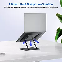 Portronics My Buddy K3 PRO Laptop Stand – Metal Build | Foldable Design | Grey | 1 Year Warranty