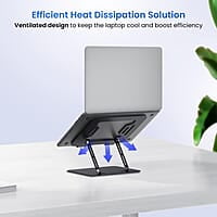 Portronics My Buddy K3 Pro Laptop Stand with Adjustable Height & Angle, Foldable Portable Design, Improved Air Flow