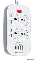 Live Tech PS 13 Surge Protector – 4 Sockets, 2500W, 10A, with built-in surge protection, ideal for home and office use, compact design, ensures safety for your devices, reliable power solution.