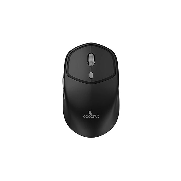 Coconut WM27 Jade Wireless Optical Mouse – Bluetooth & 2.4GHz Wireless | 1600 DPI | Ergonomic Design | Home & Office Use | Black | 1 Year Warranty