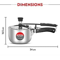 Borosil Triply Induction Base Inner Lid Stainless Steel Pressure Cooker, 1.5 L