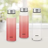 Borosil Crysto Glass Water Bottle, Fridge Bottle Set of 3, Borosilicate Glass, Extreme Temperature Resistant, For Hot & Cold Water, Milk, Lassi, Juice, Steel Lid, 750 ml, Stylish & Transparent