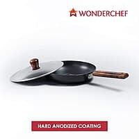 Wonderchef Ebony Hard-anodised Aluminium Fry Pan 24cm Frying Pan Non Stick 1.75L 3.25mm thickness