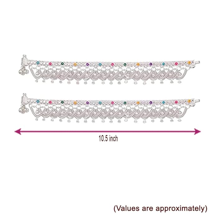 Silver Anklets for women/Enamel design Payals/Kolusu/Chain model