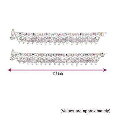 Silver Anklets for women/Enamel design Payals/Kolusu/Chain model Silver Anklets for women/Enamel design Payals/Kolusu/Chain model