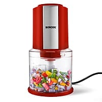 Borosil Chef Delite 300 Watts Electric Chopper for Kitchen, Twin Blade Technology, 600 ml 'chop-n-store' plastic bowl with lid, Vegetable Chopper, Cutter, Chop, Mince, Dice, Whisk, Blend, Red