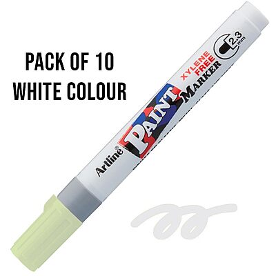 Artline White Plastic Body Paint Marker – Permanent | Pack of 10