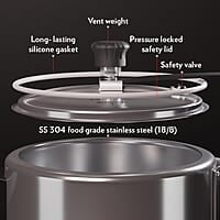 Borosil Triply Induction Base Inner Lid Stainless Steel Pressure Cooker, 1.5 L