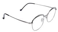 Female Square Large Spectacle Frames. Silver & Black Color Metal Frame. Transparent ARC Lens.