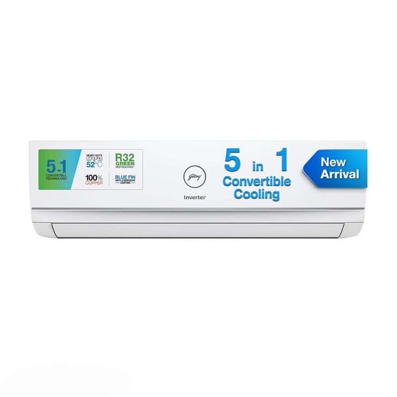 Godrej 1.4 Ton 3 Star, 5-in-1 Convertible Cooling, Inverter Split AC