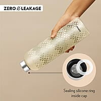 Borosil Artisan Series Vista 1000 ml Narrow Mouth Glass Bottle with Metal Lid | 100% Borosilicate, Fridge Safe, Leakproof, Easy to Carry | Store Water, Lassi, Juice, Smoothies | Dishwasher Safe