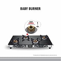 Preethi Blu-Flame Stainless Steel Jumbo Max Glass Top LPG Gas Stove with 4 Burner