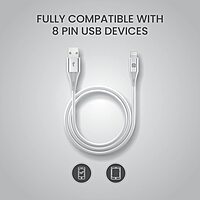 Portronics POR 1397 Konnect B Plus USB-A to Lightning Cable – 3A  Nylon Braided  1m White