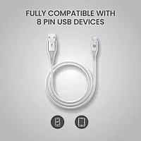 Portronics POR 1397 Konnect B Plus USB-A to Lightning Cable – 3A Nylon Braided 1m White