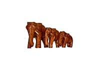 EELIKA Wooden Elephant Figurines for Home Decor, Set of 3, Brown || 1st Elepant Dimensions: 8cm x 3cm x 7cm, 2nd Elephant Dimensions: 6.5cm x 2.5cm x 4.5cm, 3rd Elephant Dimensions: 5cm x 2cm x 4cm