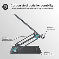 Portronics K7 Laptop Stand – Grey, Adjustable & Ergonomic