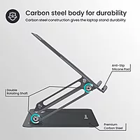 Portronics My Buddy K7 Laptop Stand – Metal Build | Foldable & Extendable | Grey | 1 Year Warranty