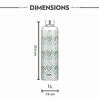 Borosil Artisan Series Vista 1000 ml Narrow Mouth Glass Bottle with Metal Lid | 100% Borosilicate, Fridge Safe, Leakproof, Easy to Carry | Store Water, Lassi, Juice, Smoothies | Dishwasher Safe