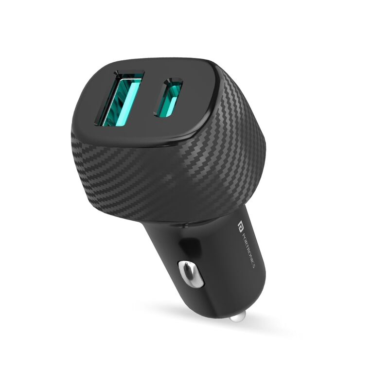 Portronics Car Power 6 – 51W Fast Car Charger, Dual Port (Black) offers rapid charging for two devices simultaneously, ensuring you stay powered on the go. Compact design, perfect for travel.